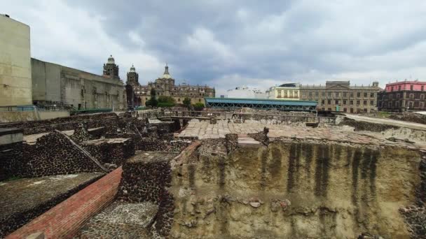 Timelapse Templo Borgmästare Main Temple Mexiko Människor Huvudstad Tenochtitlan Aztec — Stockvideo