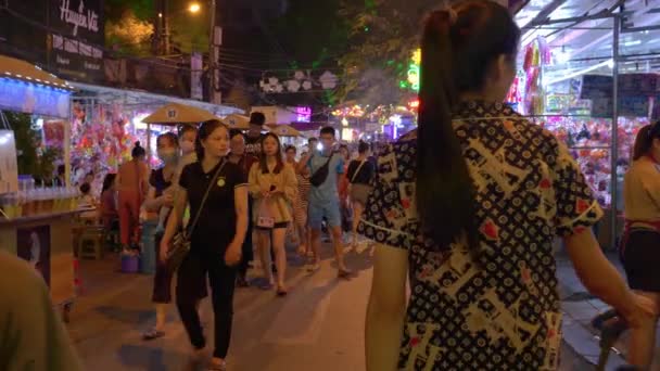 Статические Кадры Оживленного Рынка Ночью Лэнг Сон Сити Вьетнам — стоковое видео