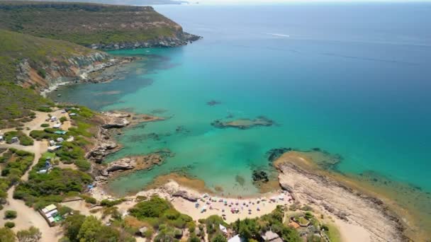 Vista Panorámica Aérea Isla Cerdeña Italia Camping Con Playa Privada — Vídeos de Stock