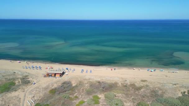 Playa Virgen Cerdeña Italia Vistas Aéreas Con Restaurante Drones Playa — Vídeos de Stock