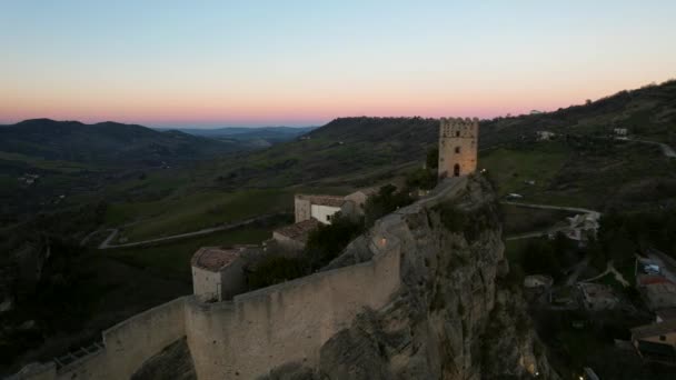 Aerial Video Medieval Castle Roccascalegna Italy Constructed 15Th 16Th Centuries — Stock Video