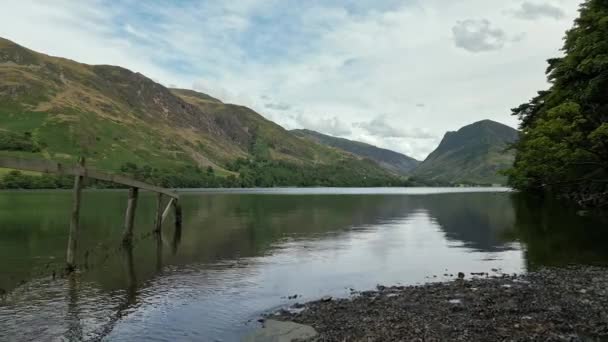 Nagrania Lotnicze Lake District Kumbrii Widok Jezioro Buttermere Północno Zachodniej — Wideo stockowe