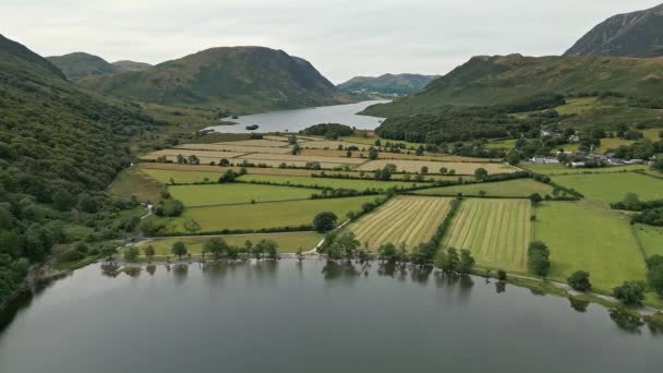 Images Aériennes Lake District Cumbria Vues Lac Buttermere Dans Nord — Video