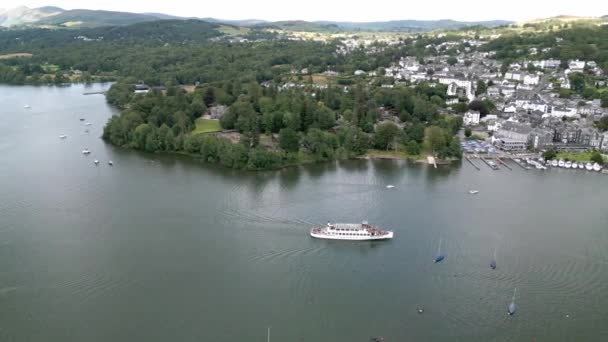 Aerial Footage Bowness Windermere Lake Districts Most Popular Visitor Destination — Stock Video