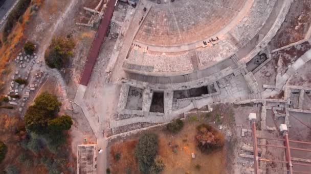 Luchtfoto Drone Beelden Van Archeologische Vindplaats Van Het Oude Kourio — Stockvideo