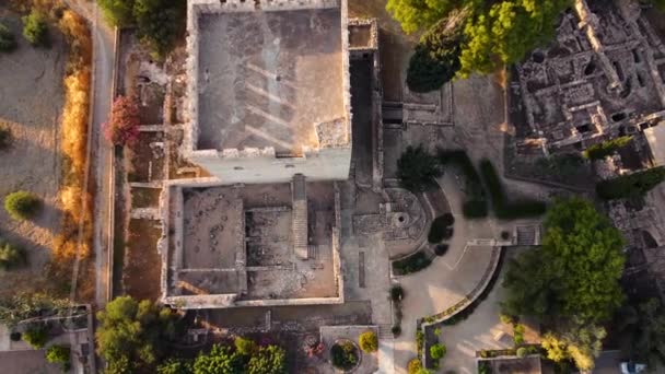 Aerial Drone Footage Medieval Castle Kolossi Situated South Cyprus Limassol — Stockvideo