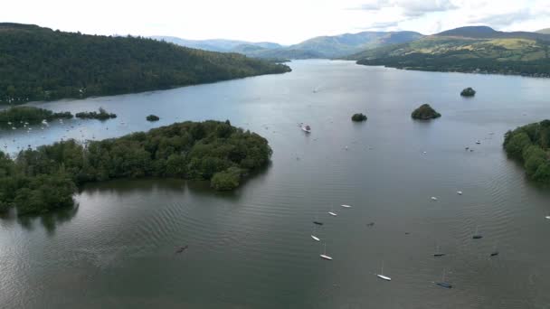 Drone Letecké Záběry Bowness Windermere Lake District Nejpopulárnější Návštěvnické Destinace — Stock video