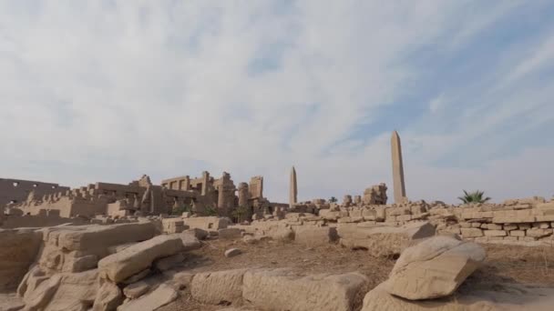 Resten Van Stenen Ruïnes Van Een Oude Karnak Tempel Luxor — Stockvideo