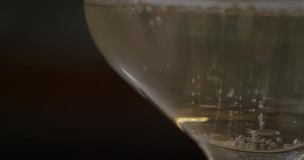 Stijgende Bellen Een Glas Champagne Slow Motion — Stockvideo