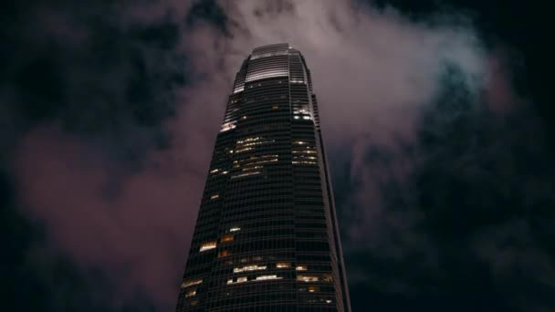 Time Lapse Business Skyscrapers Night Clouds Moving Fast Building Building — Stock Video