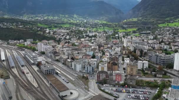 Gare Ferroviaire Ville Brig Suisse Valais Arrière Vous Pouvez Voir — Video