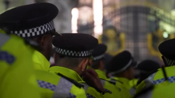 버킹엄 2022 여왕이 버킹엄 밖에서 노랗게 반사된 경찰복을 가까이 — 비디오