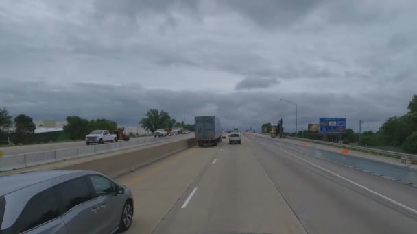 Pov Samochody Ciężarowe Autostradzie Merrillville Indiana Usa — Wideo stockowe