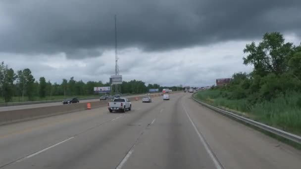 Burza Chmury Nad Autostradą Merrillville Indianie Strzał Pov — Wideo stockowe