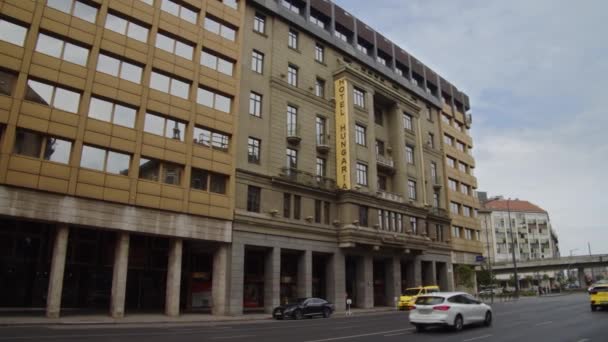 Pouliční Scéna Centru Města Hotel Hungary Hotel Centru Budapešti Rakoczi — Stock video