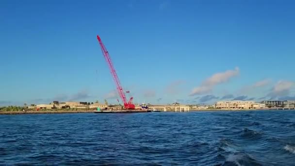 Widok Duży Czerwony Żuraw Zatoki Łodzi Teksasie — Wideo stockowe