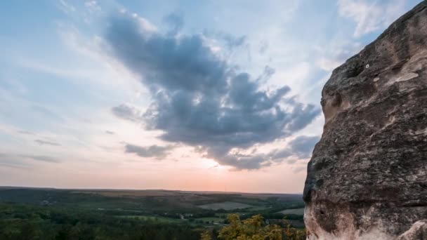Beautiful Gorgeous Twilight Sunset Time Lapse Foot Huge Rock Lovely — Stock Video