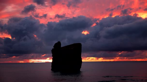 Impresionante Puesta Sol Con Vista Mar Mosteiros Isla Sao Miguel — Vídeos de Stock