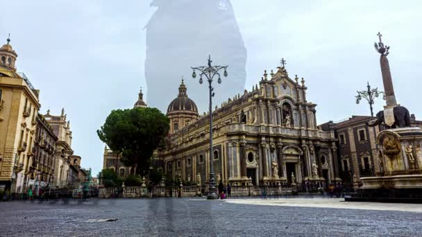 Timelapse Turisti Che Passeggiano Piazza Del Duomo Cattedrale Sant Agata — Video Stock