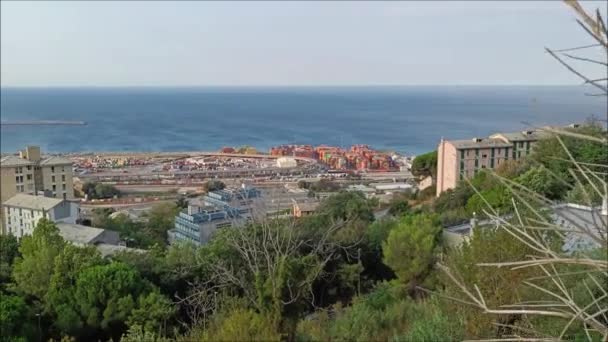 Vue Paysage Urbain Sur Harbour City Gênes Italie — Video