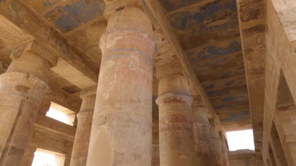 Columns Hypostyle Hall Karnak Temple Pillars Ancient Egyptian Civilization — Stock Video