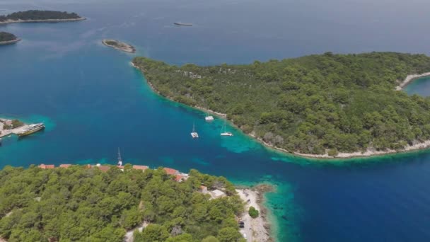 Aerial Shot Mljet Island National Park Chorwacji Europa — Wideo stockowe