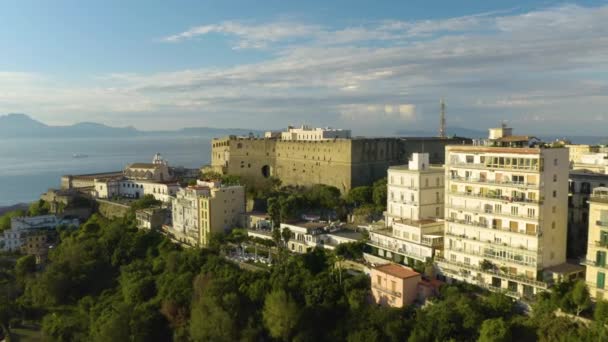 Drone Uitzicht Castel Sant Elmo Bij Zonsopgang — Stockvideo