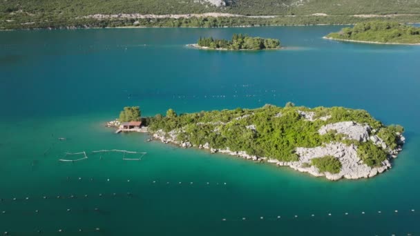 对克罗地亚 欧洲的Ston镇的Aerial射击 — 图库视频影像