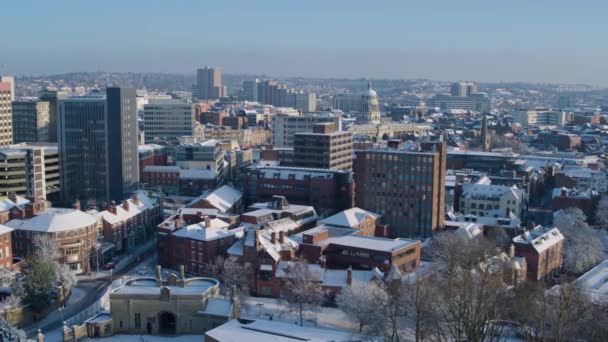 Nottingham Şehir Merkezinin Kışın Havadan Çekilmiş Görüntüleri — Stok video