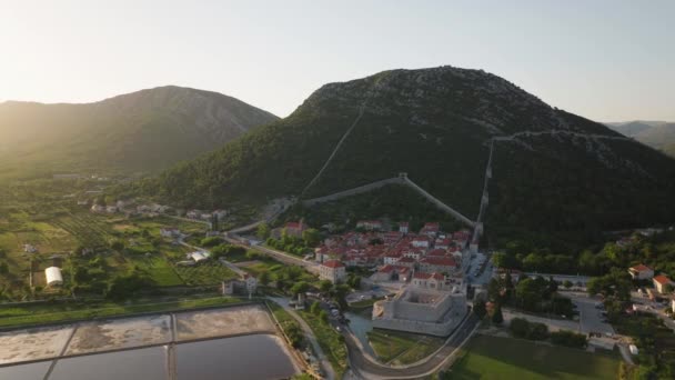 Αεροφωτογραφία Της Πόλης Ston Στην Κροατία Ευρώπη — Αρχείο Βίντεο