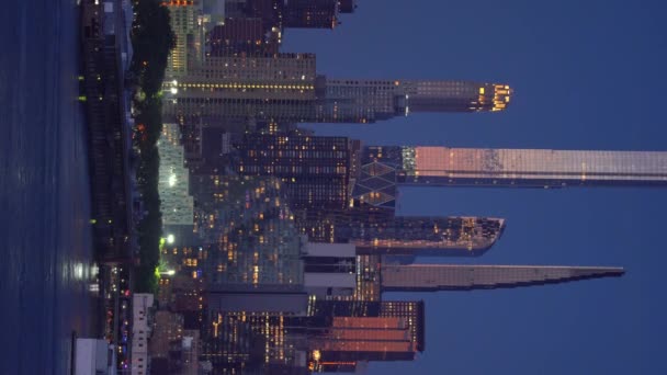 Close Verticaal Uitzicht Skyline Van New York City Vanuit New — Stockvideo
