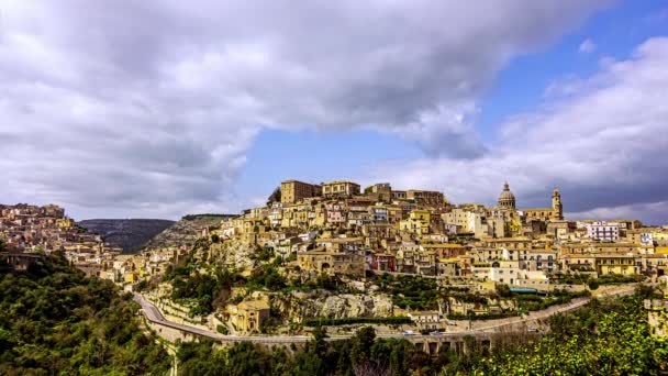 Die Antike Zitadelle Auf Einem Berggipfel Ragusa Auf Der Insel — Stockvideo