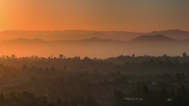 Hermoso Amanecer Nebuloso Sobre Montaña Cowles Sur San Diego California — Vídeo de stock