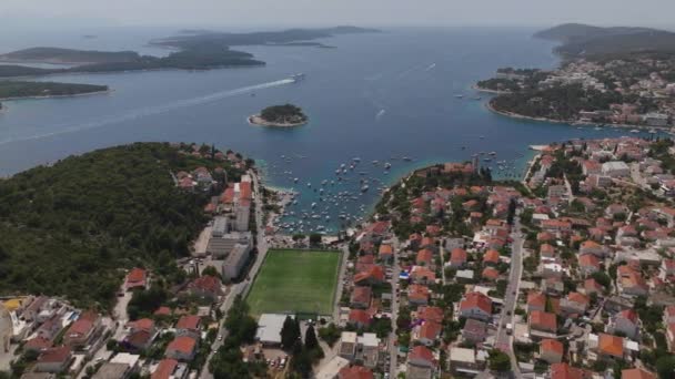 Aerial Shot Van Het Eiland Hvar Kroatië Europa — Stockvideo