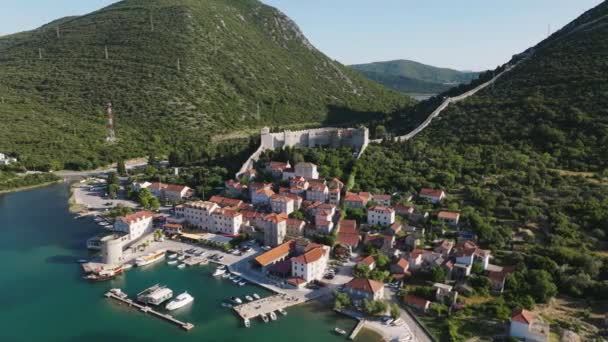 Αεροφωτογραφία Της Πόλης Ston Στην Κροατία Ευρώπη — Αρχείο Βίντεο