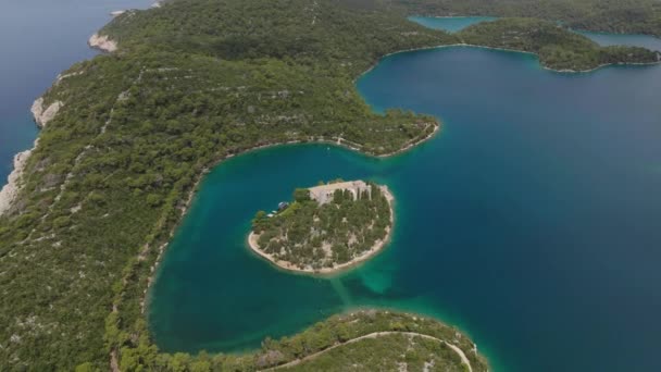 Aérial Prise Vue Parc National Île Mljet Croatie Europe — Video