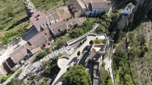 Panoramica Incredibile Del Castello Guadalest Con Sentieri Ulivi Tetti — Video Stock