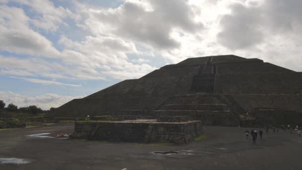 Teotihuacan Meksika Açık Çekim Piramidi Bulutlu Gök Vadisi Mezoamerikan Güneş — Stok video