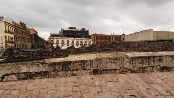 Reizen Belangrijkste Tempel Metropolitan Center Mexico City Ruïnes Historisch Archeologisch — Stockvideo