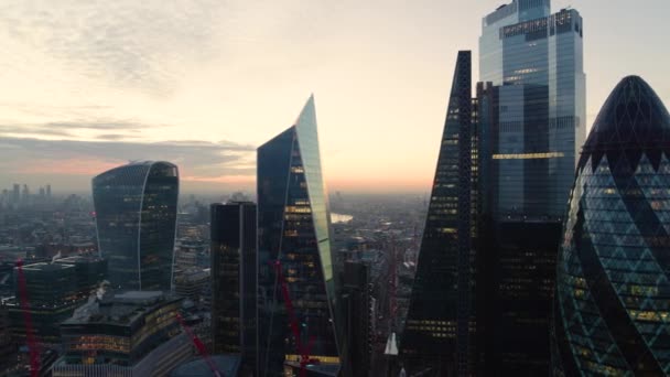 Antenna Cinematografica Dei Grattacieli Del Centro Londra Nella City Londra — Video Stock