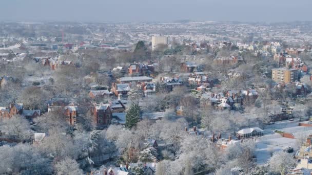 Flygfoto Vackra Röda Tegelhus Nottingham Vintermånaderna — Stockvideo
