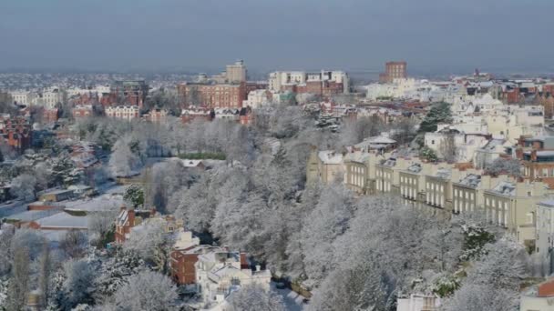 Kameradrohne Aus Der Luft Die Häuser Nottingham Während Der Wintermonate — Stockvideo