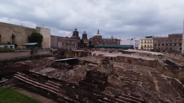 Ruinas Arqueológicas Patrimonio Unesco Templo Mayor Cultura Azteca Ciudad México — Vídeo de stock