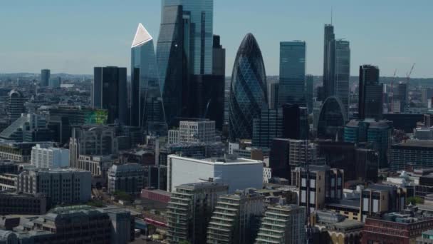 Mise Place Aérienne Panoramique Des Grattoirs Ville Londres — Video
