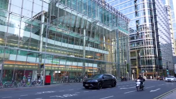 Canary Wharf Londra Regno Unito Agosto 2022 Suv Nero Lamborghini — Video Stock