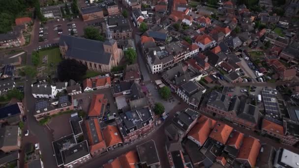 Rop Ner Antenn Roterande Rörelse Visar Historiska Holländska Staden Groenlo — Stockvideo