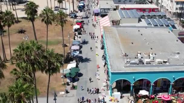 Famoso Calçadão Veneza Estende Longo Praia Costeira Sul Califórnia Los — Vídeo de Stock