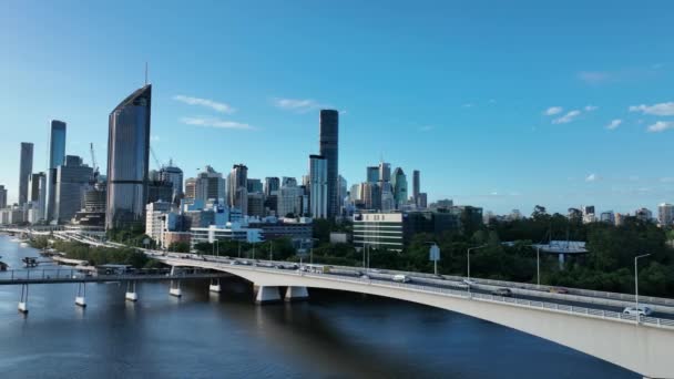 Letecký Záznam Brisbane Cbd Dálnicí Expressway Captain Cook Bridge Záběru — Stock video