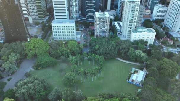 Imágenes Aéreas Del Cdb Brisbane Desde Arriba Jardines Botánicos Río — Vídeo de stock