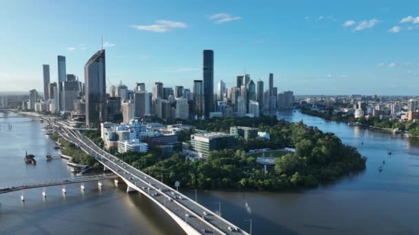 Αεροφωτογραφία Του Brisbane Cbd Expressway Motorway Captain Cook Bridge Shot — Αρχείο Βίντεο